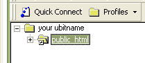 screen shot of SSH with public_html selected